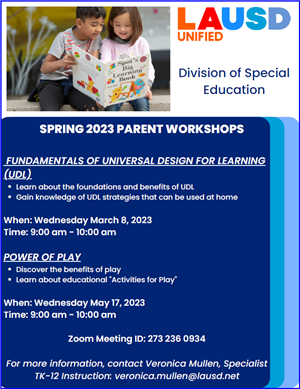 Instruction Spring workshops flyer English Spanish